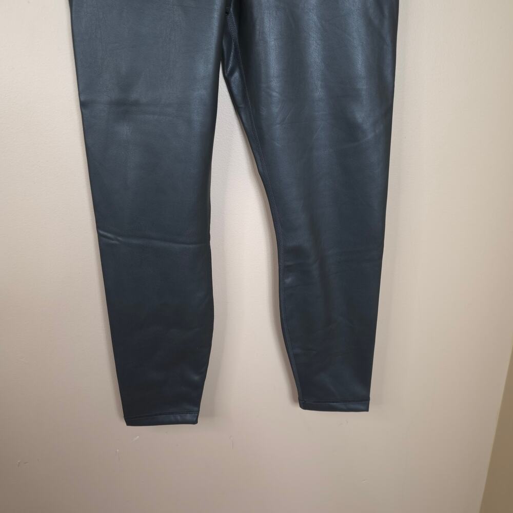 90 Degree By Reflex High Rise Leatherette Leggings in Green Size L - Picture 2 of 7